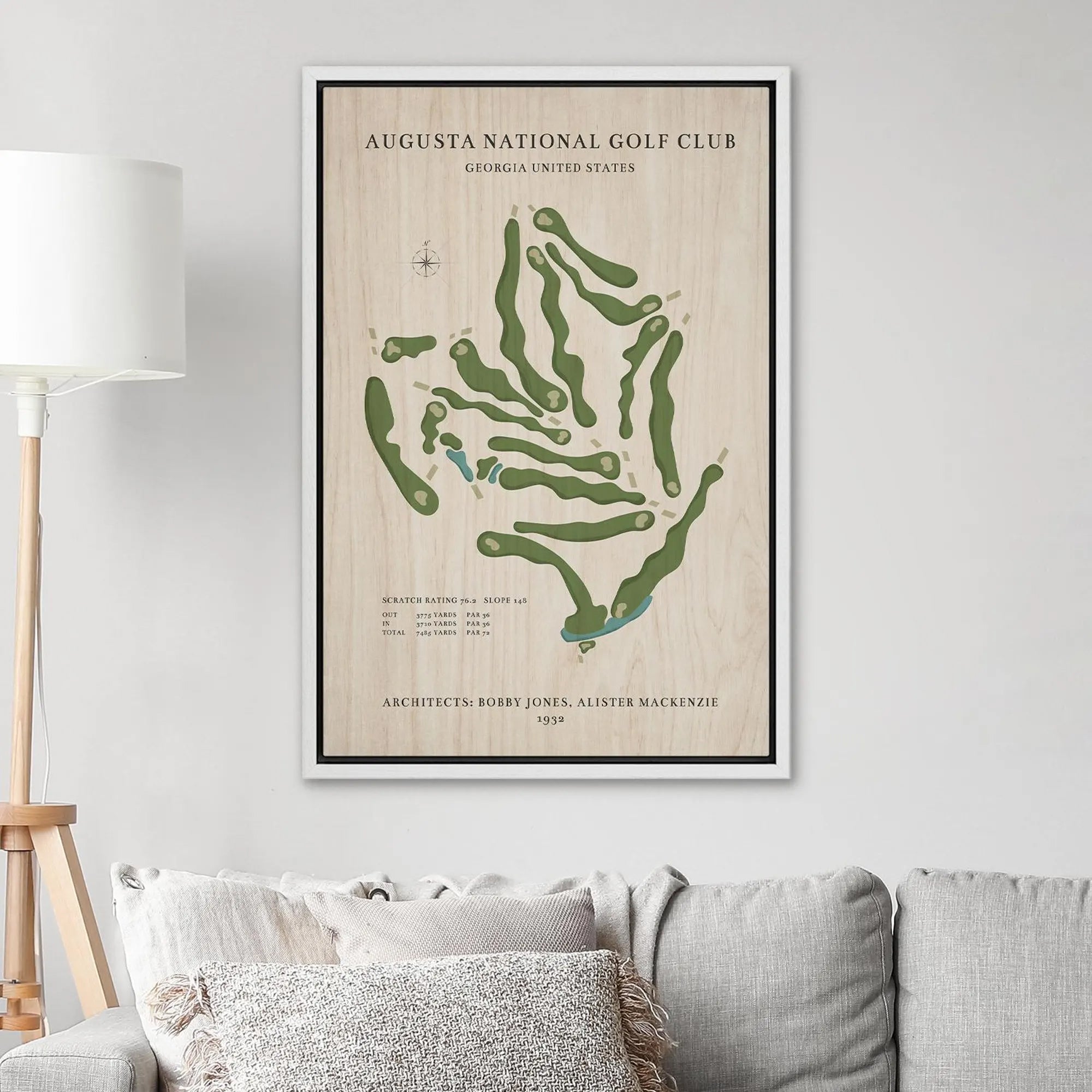 Custom Golf Course Map Canvas, Golf Decor, Gift For Golfer