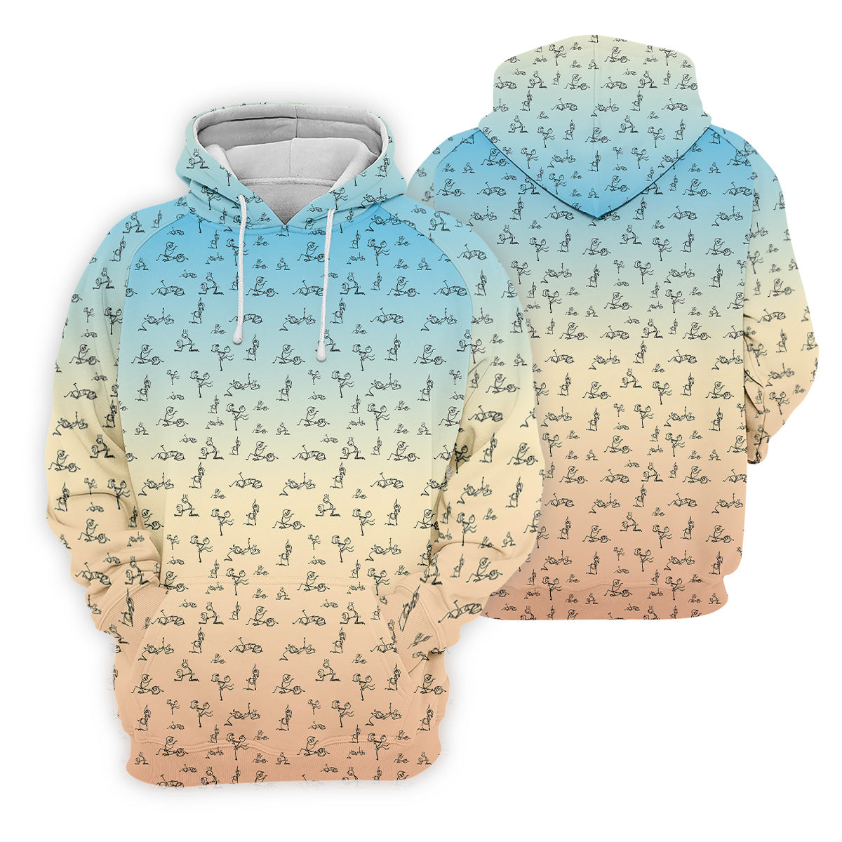 Stickman Couple Blue Orange Fun Men's Golf Polos, Unique Gift For Golfer, Polo For Men