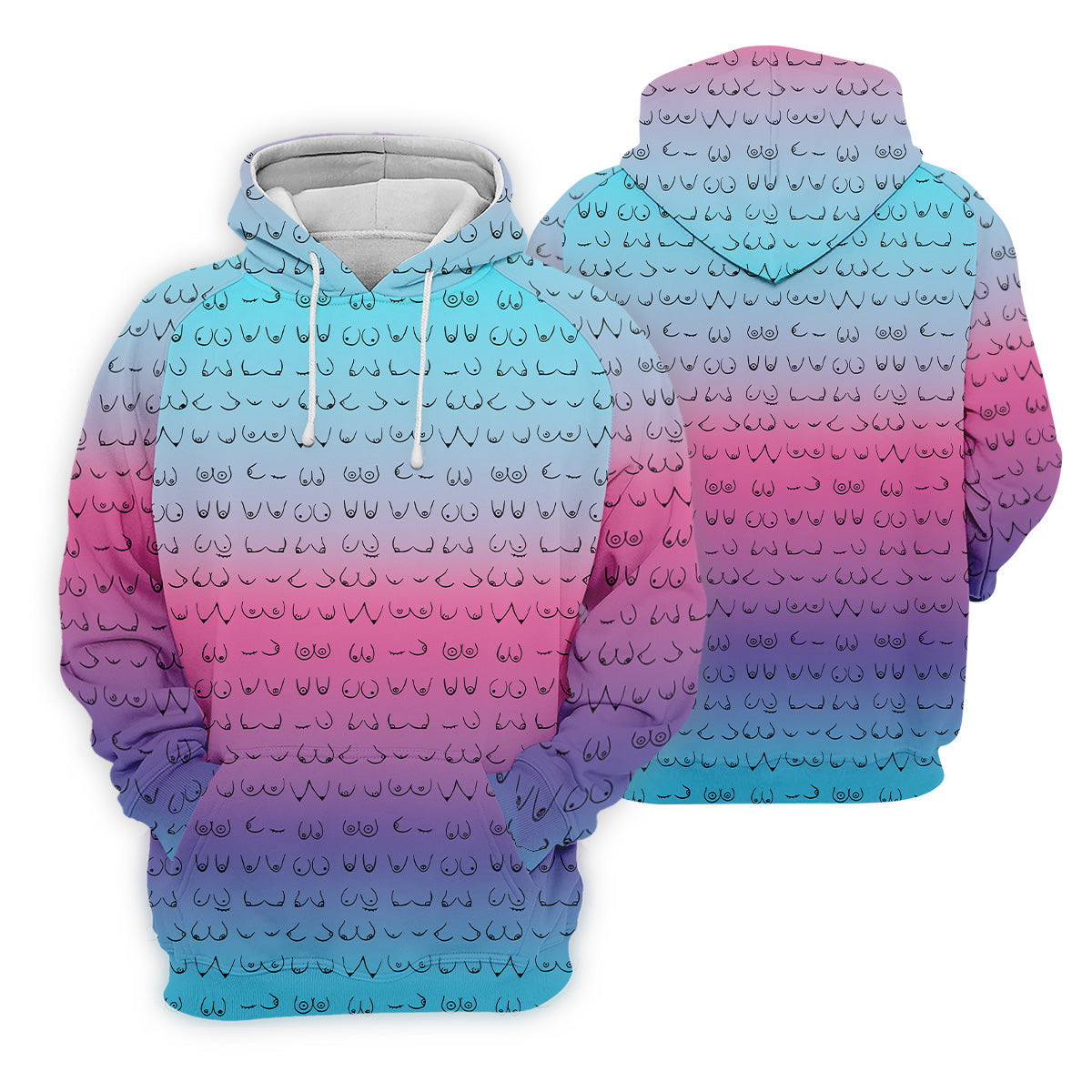 Blue Pink Ombre Boobs Golf Shirt, Fun Men's Golf Polos, Cool Golf Gifts, Polo For Men