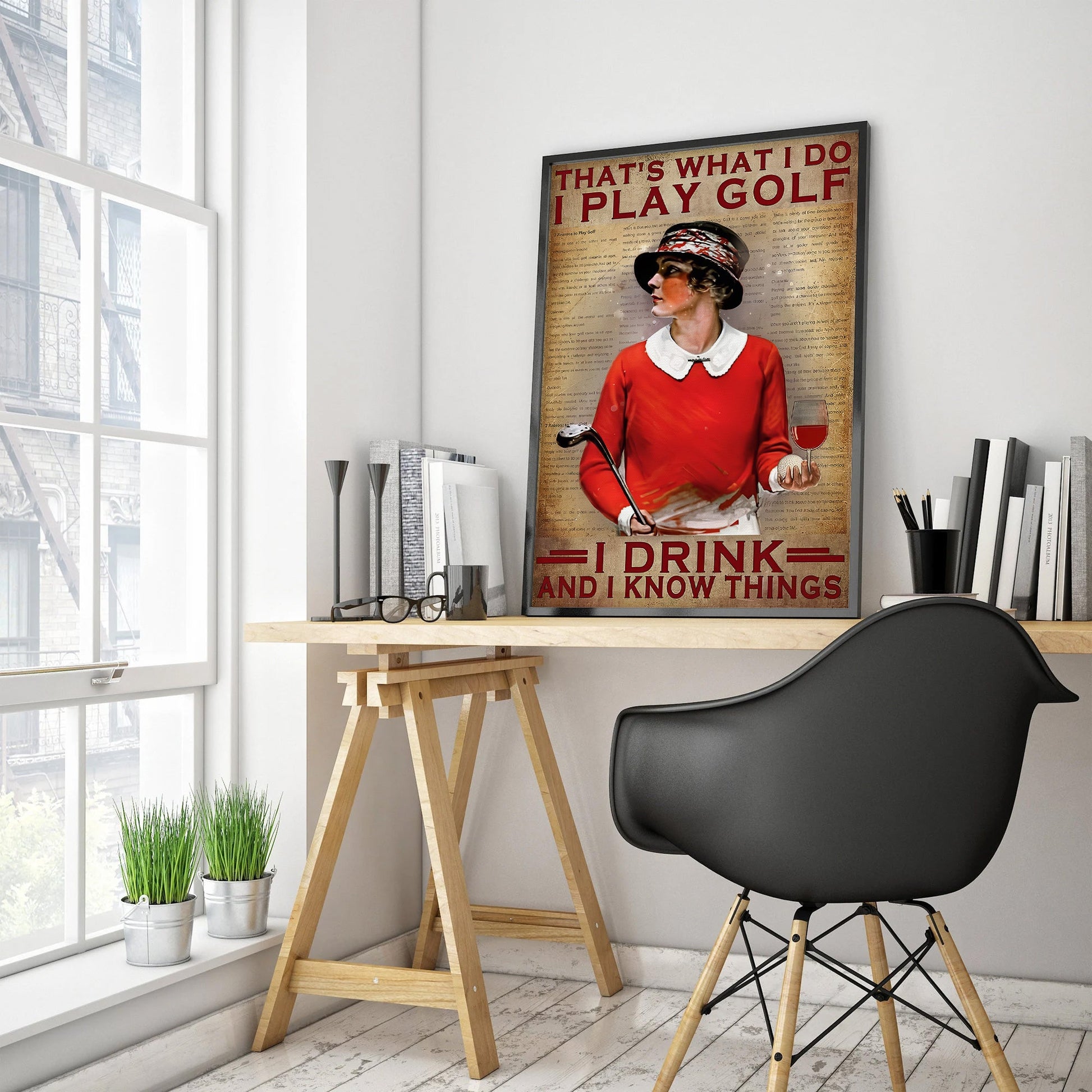 That's What I Do I Play Golf I Drink And I Know Things Canvas Wall Art, Golf Decor, Gift For Golf Lovers