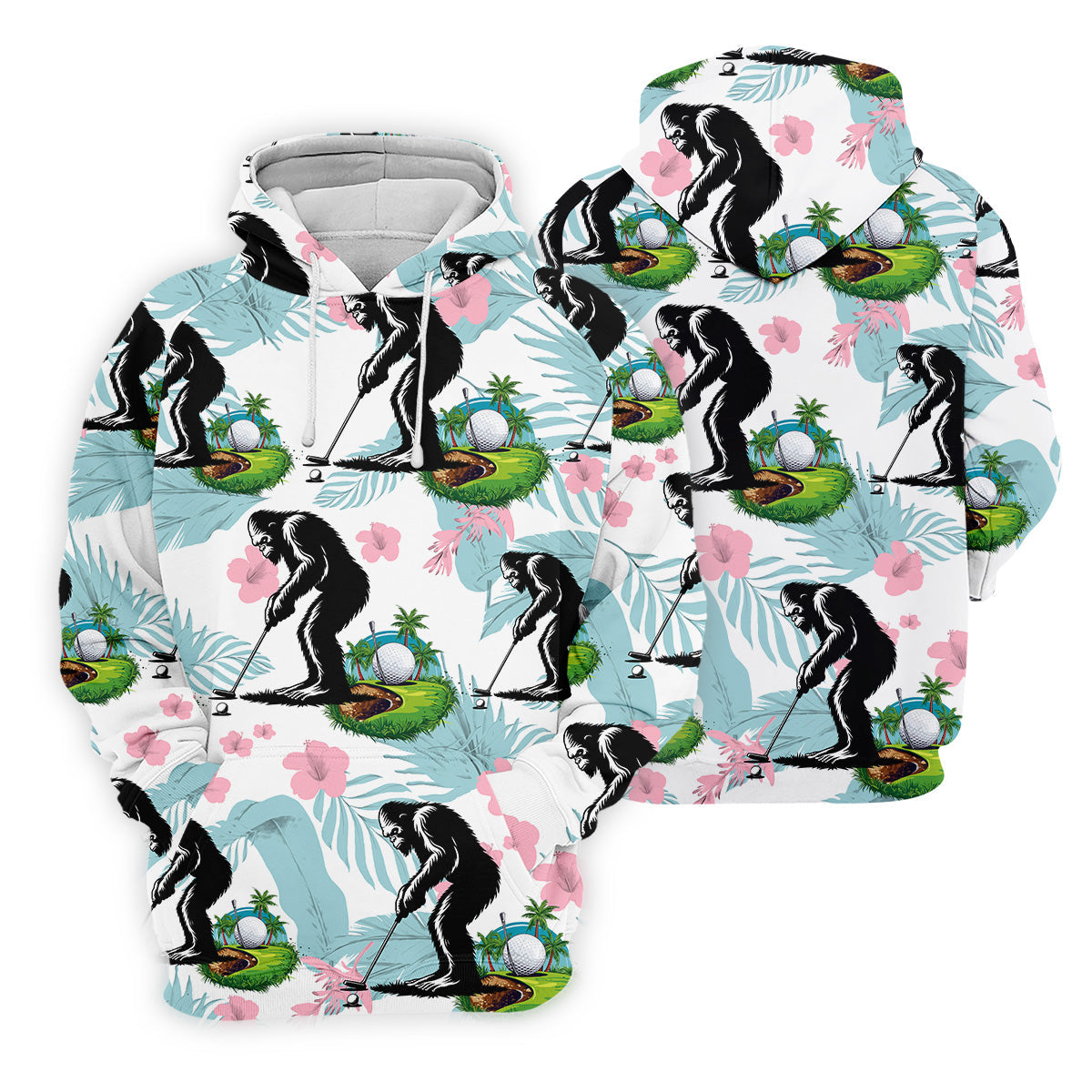 Bigfoot Shirt, Sasquatch Golf Shirt, Hawaiian Golf Shirts, Matching Golf Shirts, Golf Shirts For Men