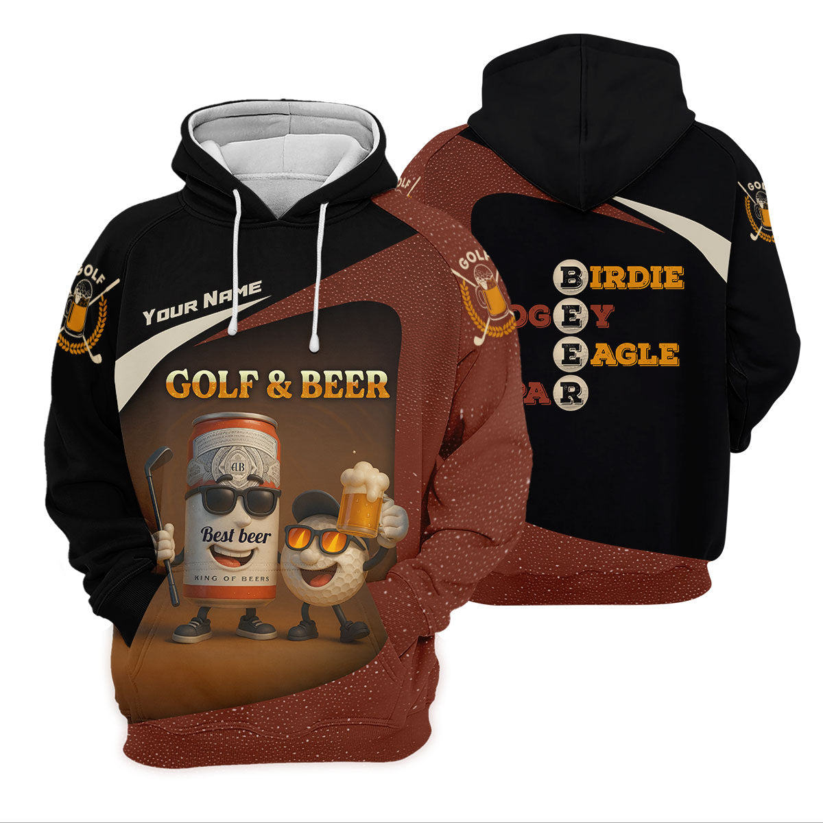Golf And Beer Custom Men's Polo Shirts, Dad Golf Gift, Golfing Apparel, Gifts For Beer Lovers
