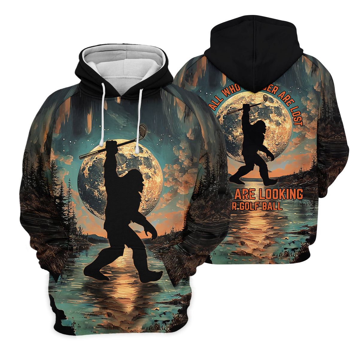 Not All Who Wander Are Lost Funny Bigfoot Men's Golf Polo Shirt, Golfers Gift, Funny Golf Shirt