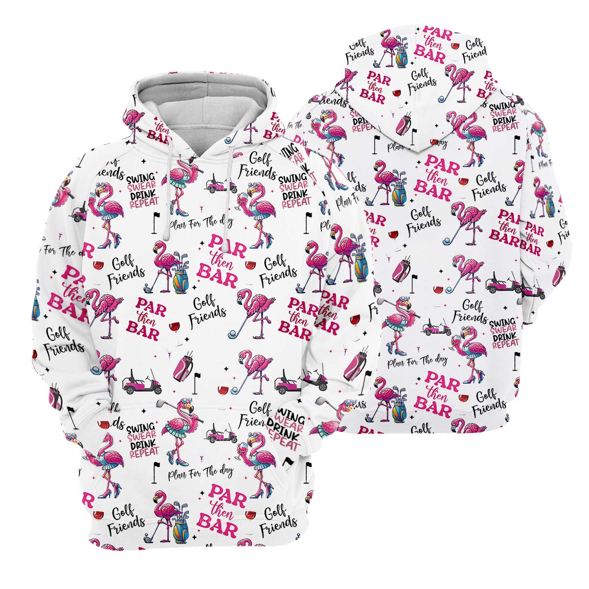 Par Then Bar Flamingo Funny Ladies Golf Polo Shirt, Custom Funny Golf Shirt