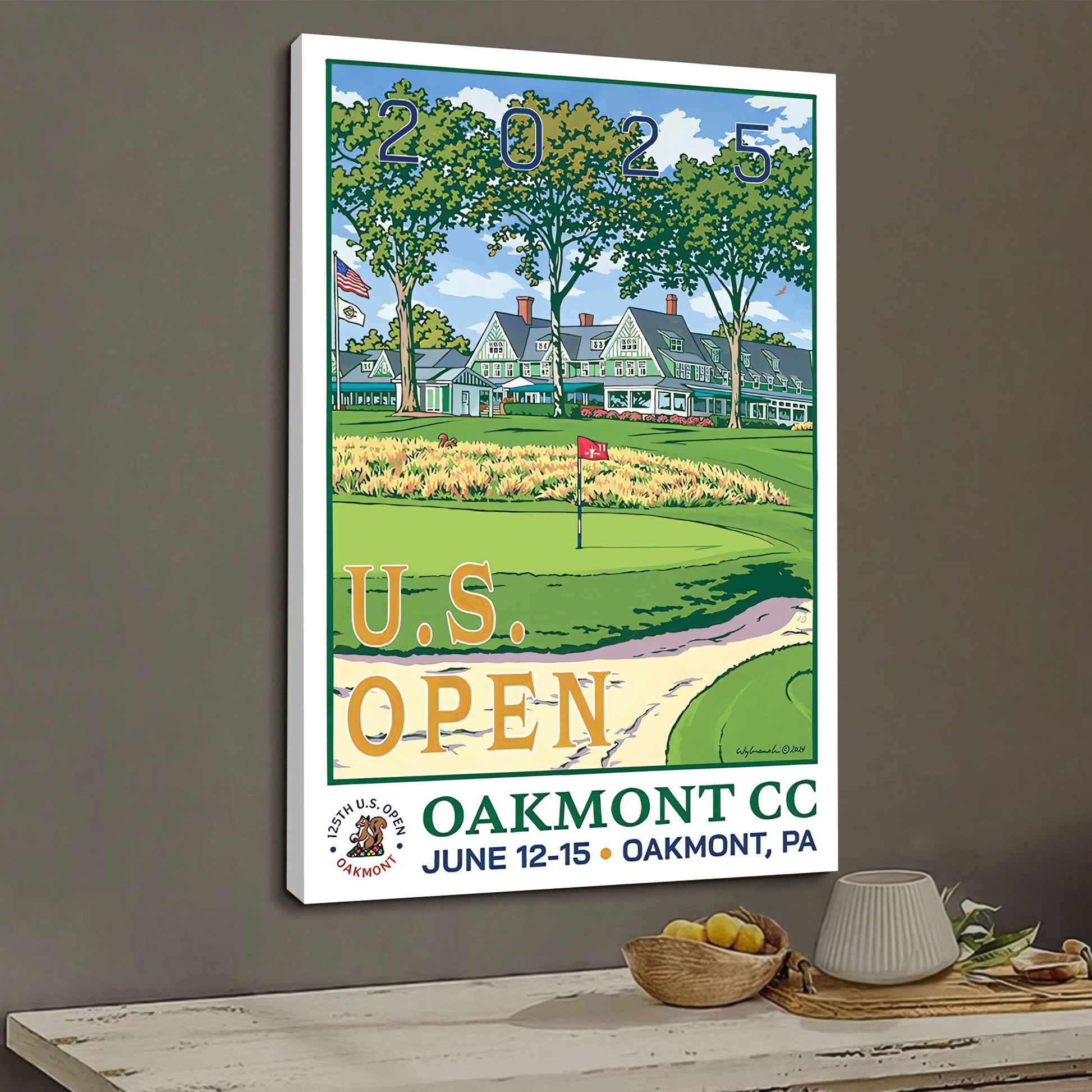 2025 U.S. Open Championship Canvas, Oakmont Country Club Art, Gifts For Golf Lovers