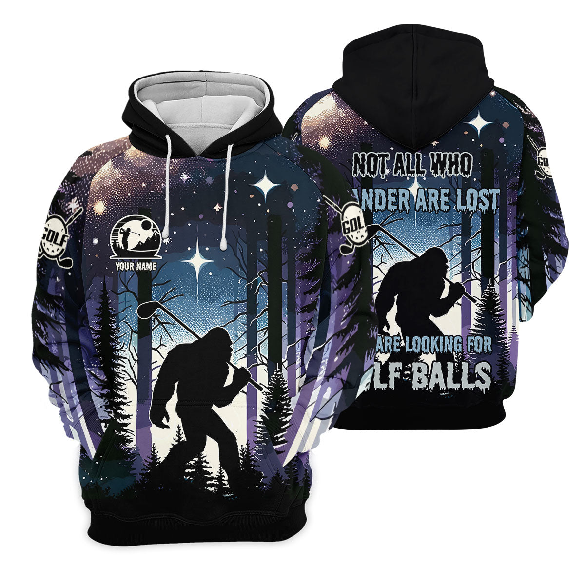 Funny Bigfoot Custom Golf Polos For Men, Golf Shirts For Men, Mens Golf Gift, Gift For Golfers