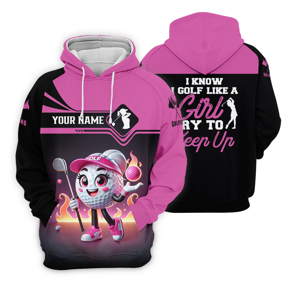 I Know I Golf Like A Girl Try To Keep Up Custom Funny Womens Golf Polo Shirt, Ladies Golf Shirt