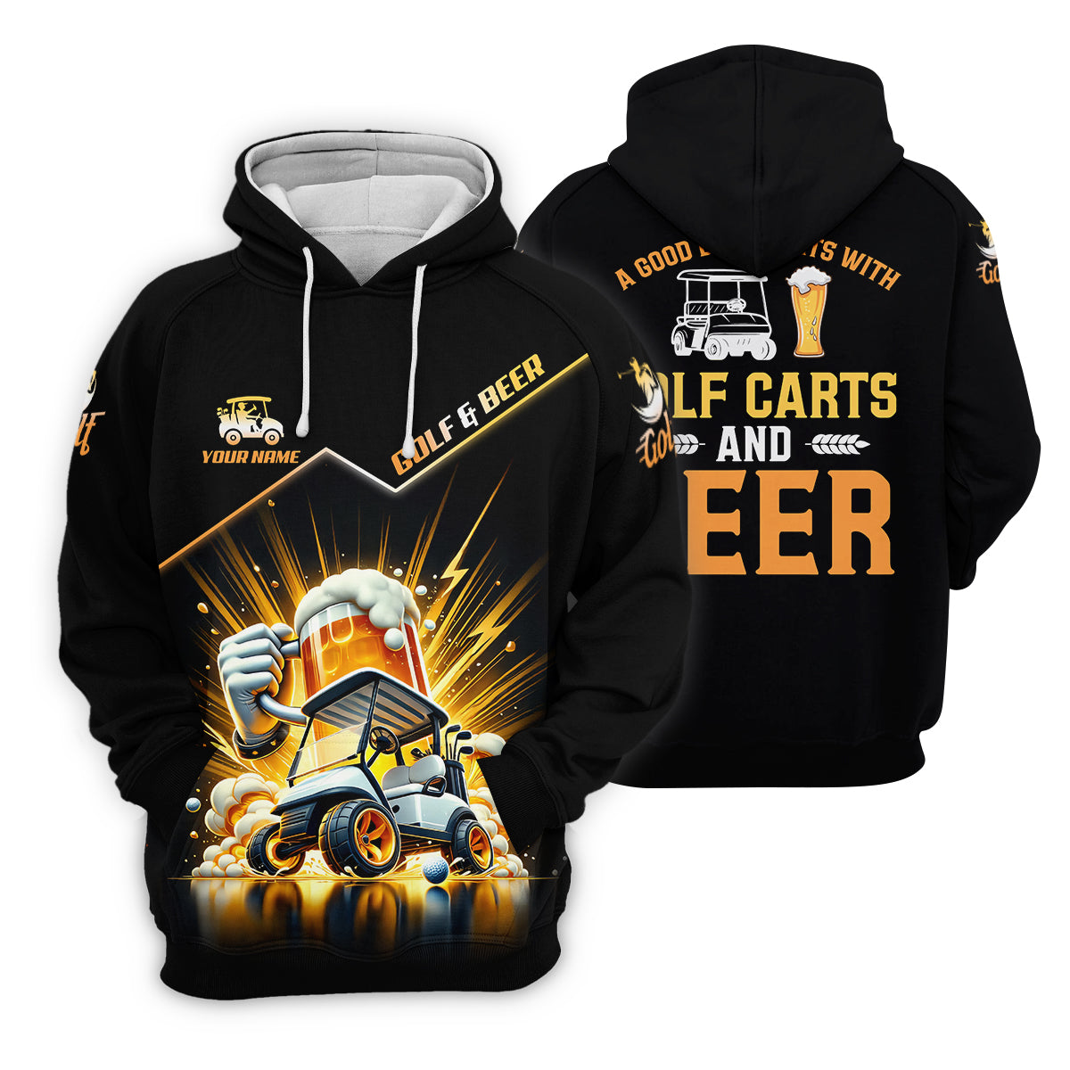 A Good Day Starts With Golf Carts And Beer Custom Funny Golf Polo Shirt, Dad Golf Gifts