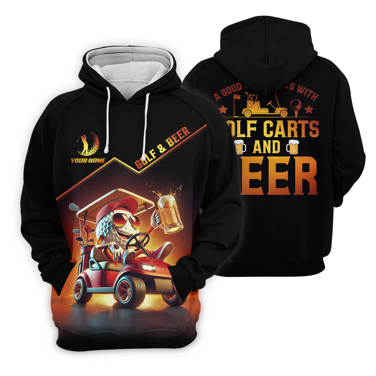 A Good Day Starts With Golf Carts And Beer Funny Golf Polo Shirt, Christmas Golf Gift