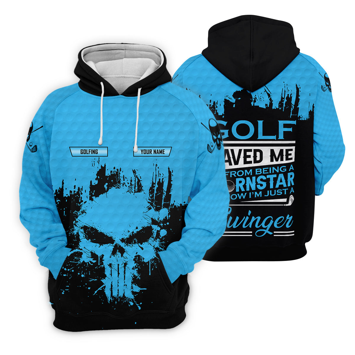 Golf Saved Me From Being A Porn Star Now I'm Just A Swinger Custom Funny Skull Golf Polo Shirt, Dad Golf Gift