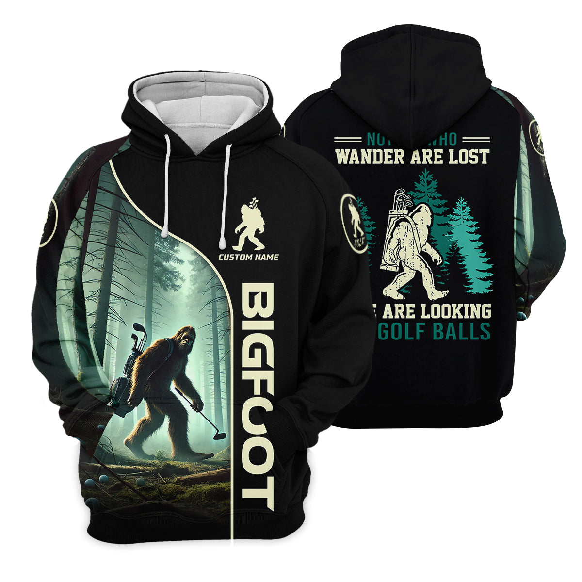 Not All Who Wander Are Lost Custom Men's Golf Polo Shirt, Funny Bigfoot Golf Shirt, Dad Golf Gift