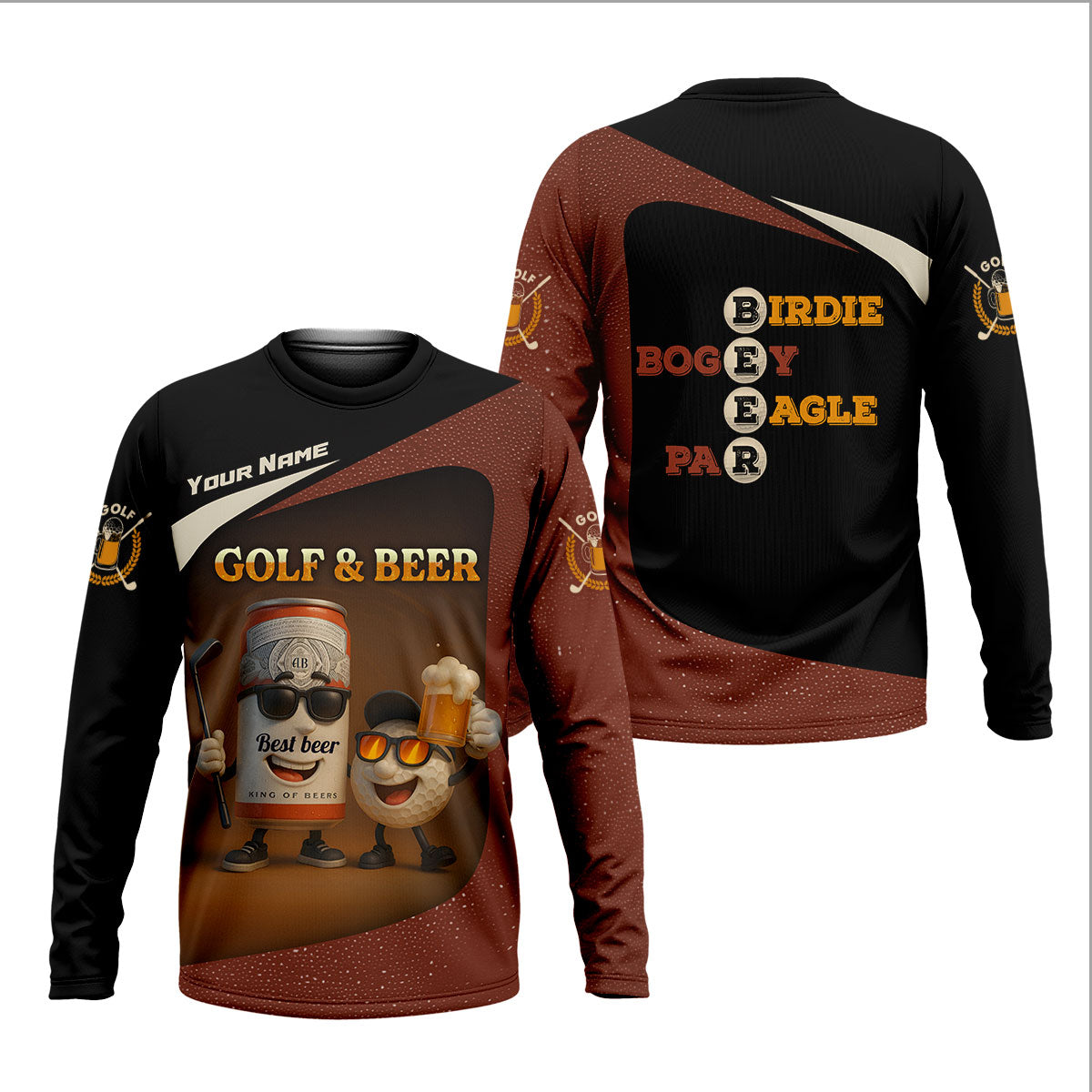 Golf And Beer Custom Men's Polo Shirts, Dad Golf Gift, Golfing Apparel, Gifts For Beer Lovers