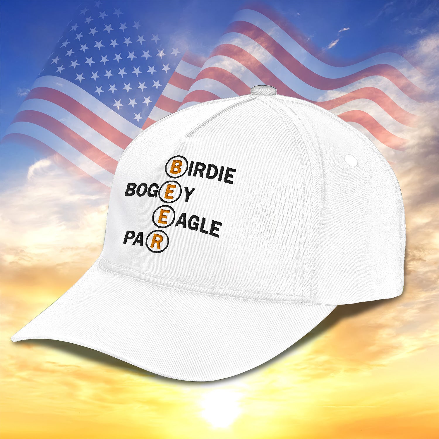 Birdie Bogey Eagle Par Embroidered Baseball Cap, Golf Hat, Dad Golf Gift