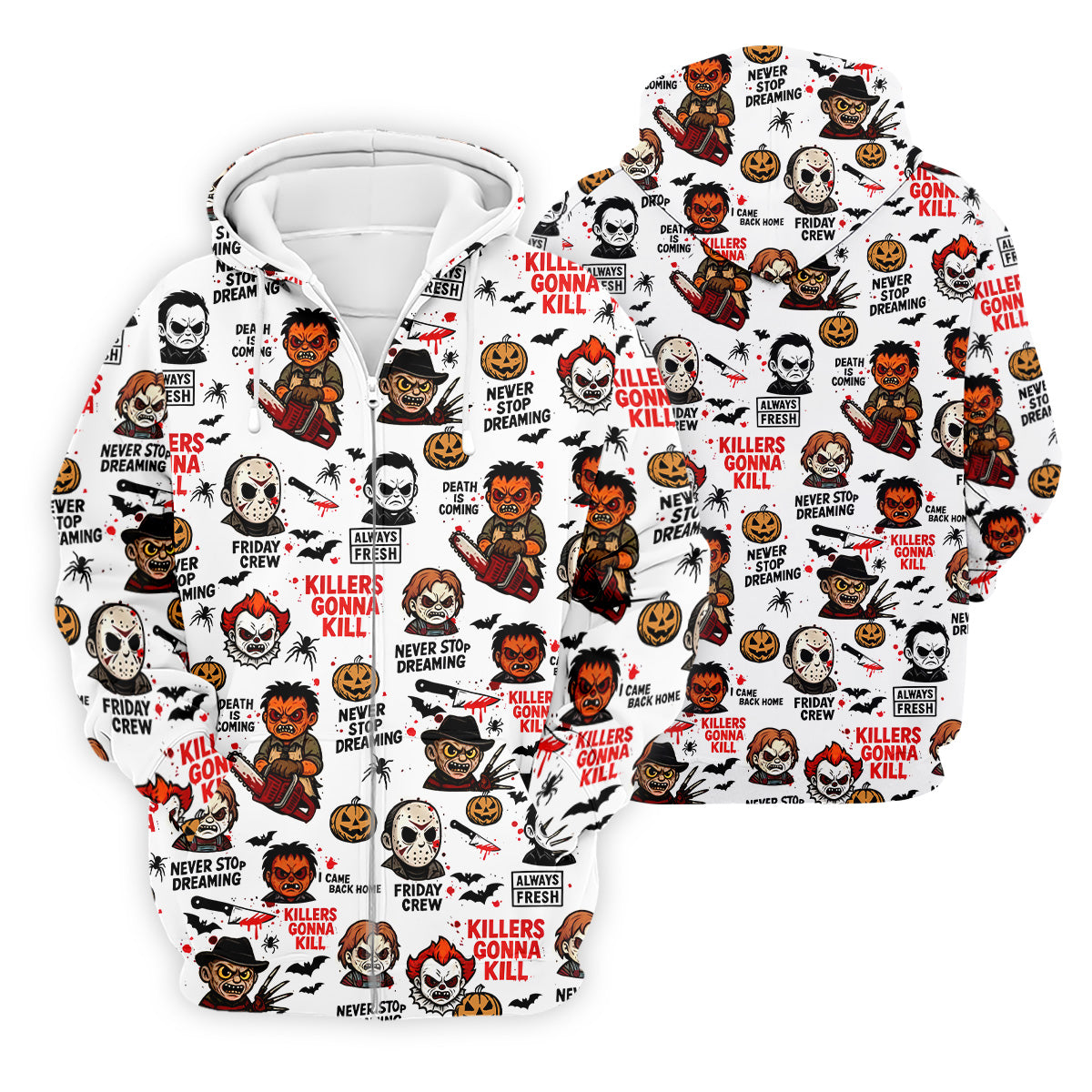 Classic Horror Characters Halloween Golf Shirt, Men's Golf Polo Shirts, Horror Movie Shirt