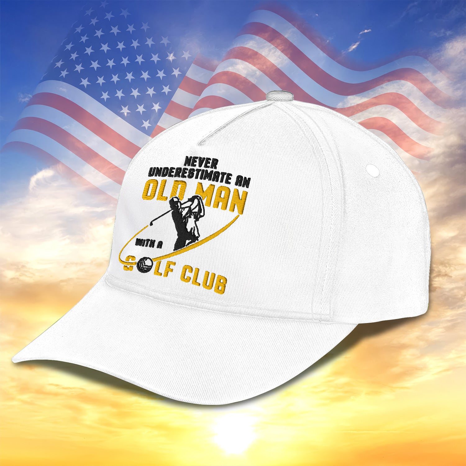 Never Underestimate An Old Man Embroidered Baseball Cap, Golf Hat, Dad Golf Gift