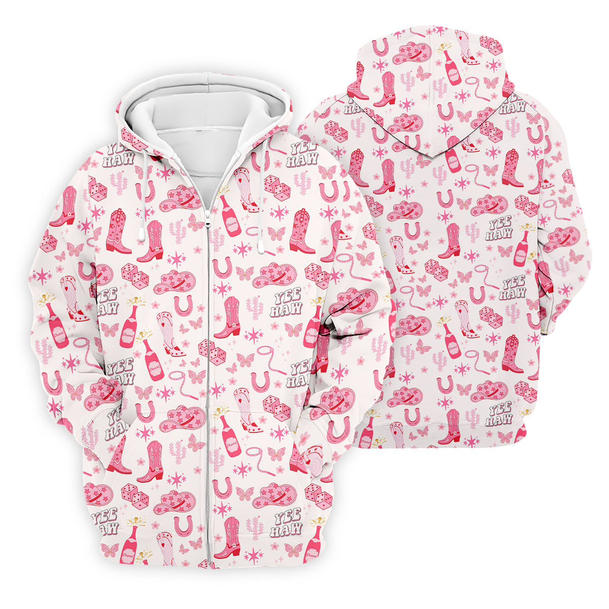 Yee Haw Cowgirl Pink Golf Polo, Western Golf Shirt, Fun Golf Shirts For Men, Golfing Apparel