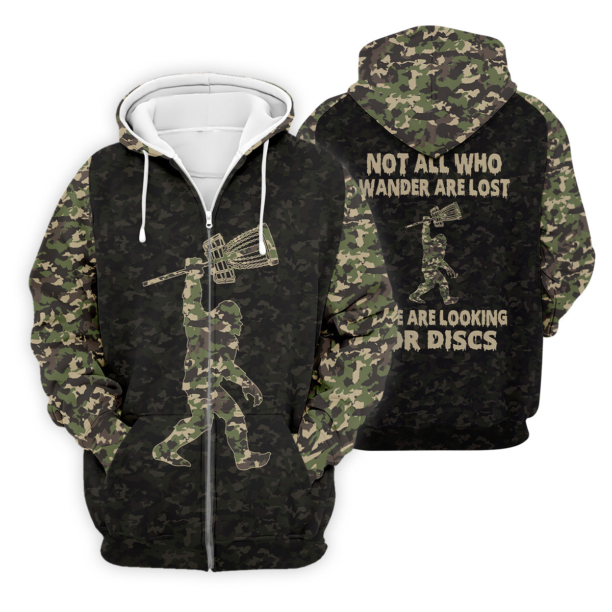 Funny Bigfoot Discs Golf Men's Golf Polo Shirt, Camo Golf Shirt, Mens Golf Shirt, Funny Golf Shirt