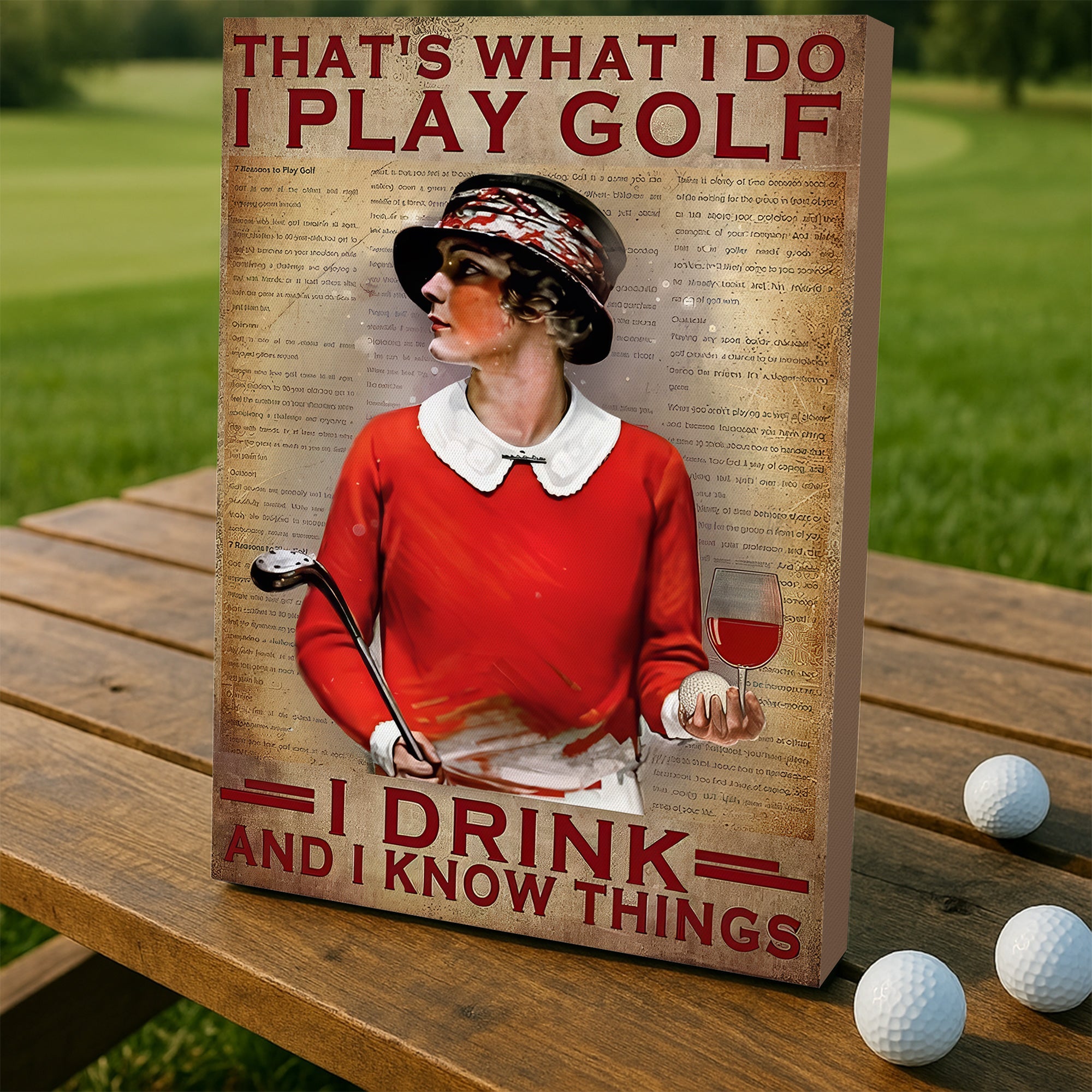 That's What I Do I Play Golf I Drink And I Know Things Canvas Wall Art, Golf Decor, Gift For Golf Lovers