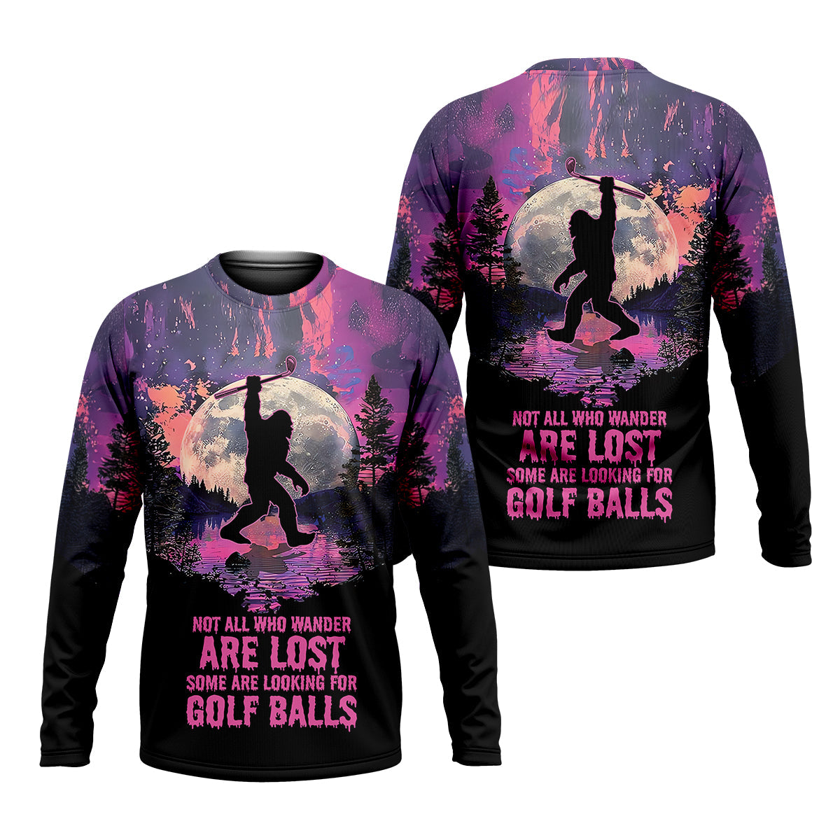 Not All Who Wander Are Lost Bigfoot Custom Men's Golf Polo Shirt, Funny Golf Shirt, Gift For Golfers