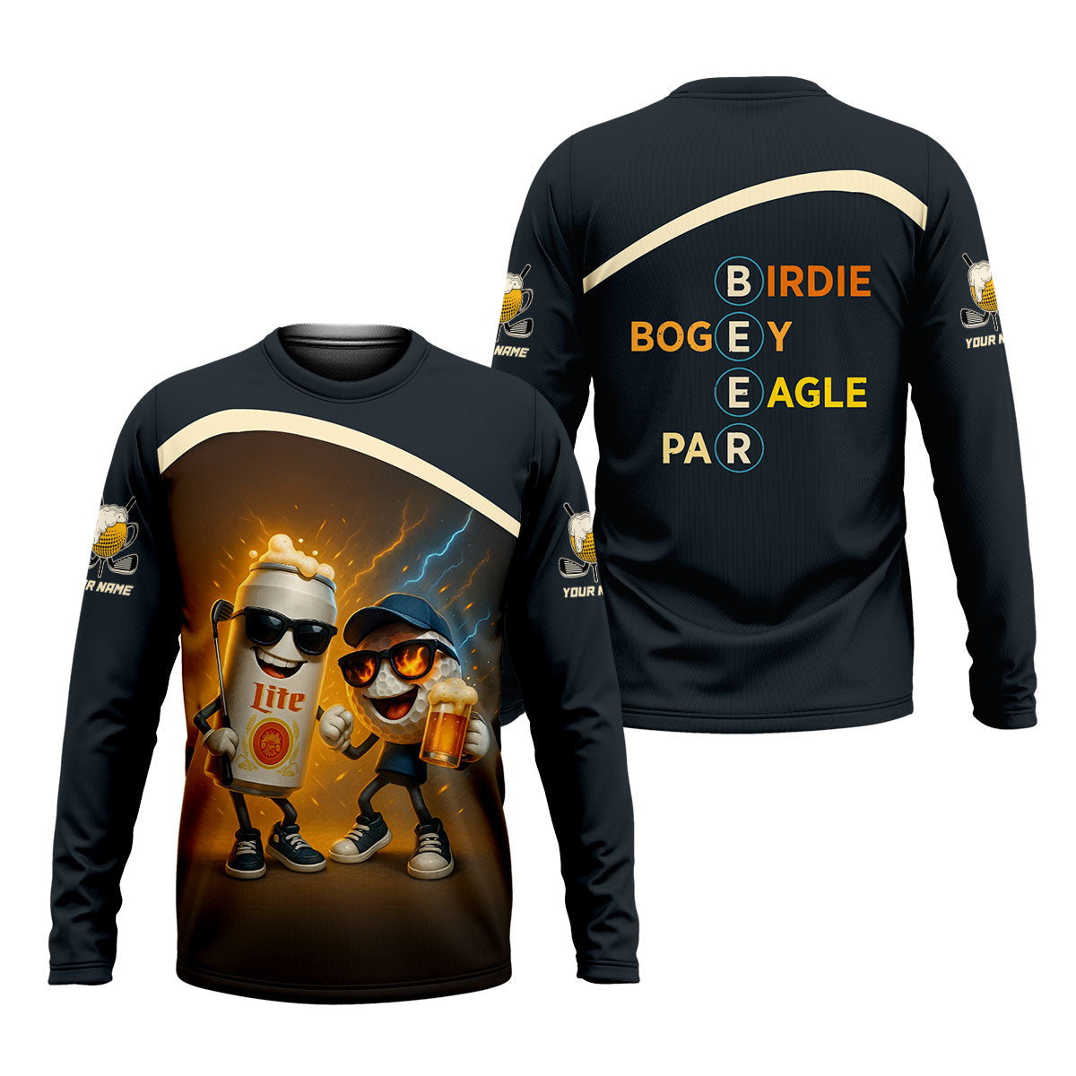 Funny Golf And Beer Custom Polos For Men, Dad Golf Gift, Golfing Apparel, Mens Polo Shirts