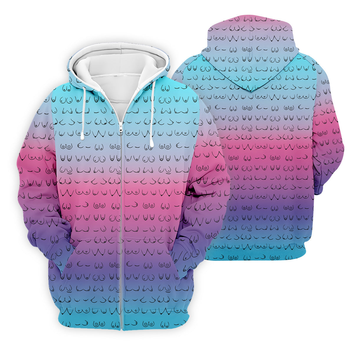 Blue Pink Ombre Boobs Golf Shirt, Fun Men's Golf Polos, Cool Golf Gifts, Polo For Men