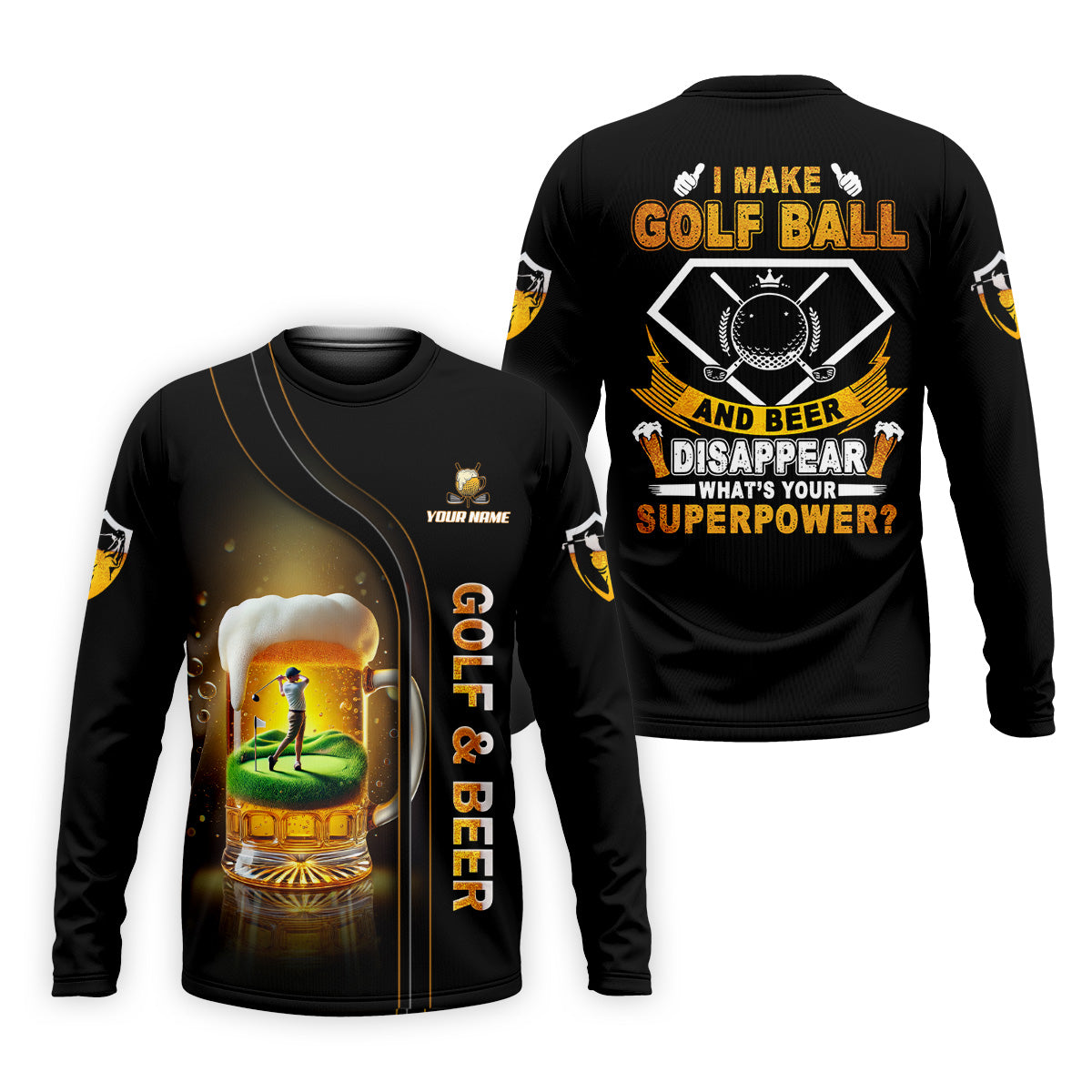 I Make Golf Ball And Beer Custom Men's Golf Polo Shirt, Funny Golf Shirt, Dad Golf Gift