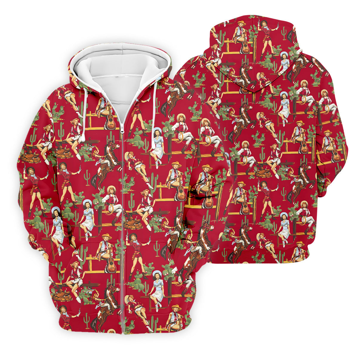 Western Cowgirl Red Golf Shirt, Fun Golf Shirts For Men, Men's Golf Polo, Long Sleeve Polo