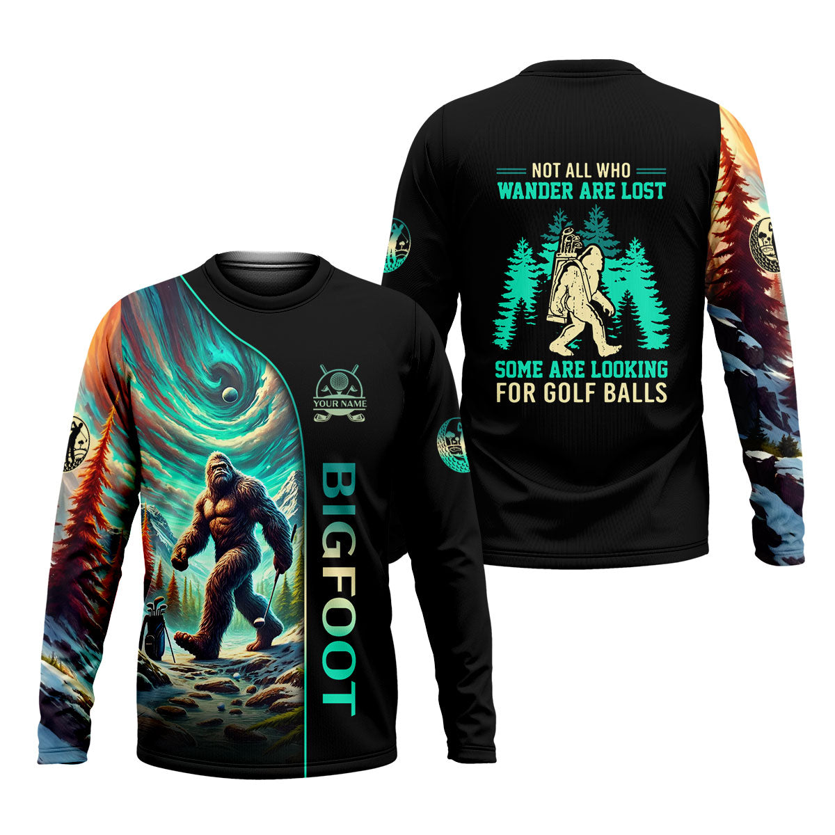 Not All Who Wander Are Lost Custom Men's Golf Polo Shirt, Funny Bigfoot Shirt, Gifts For Golfing Dad