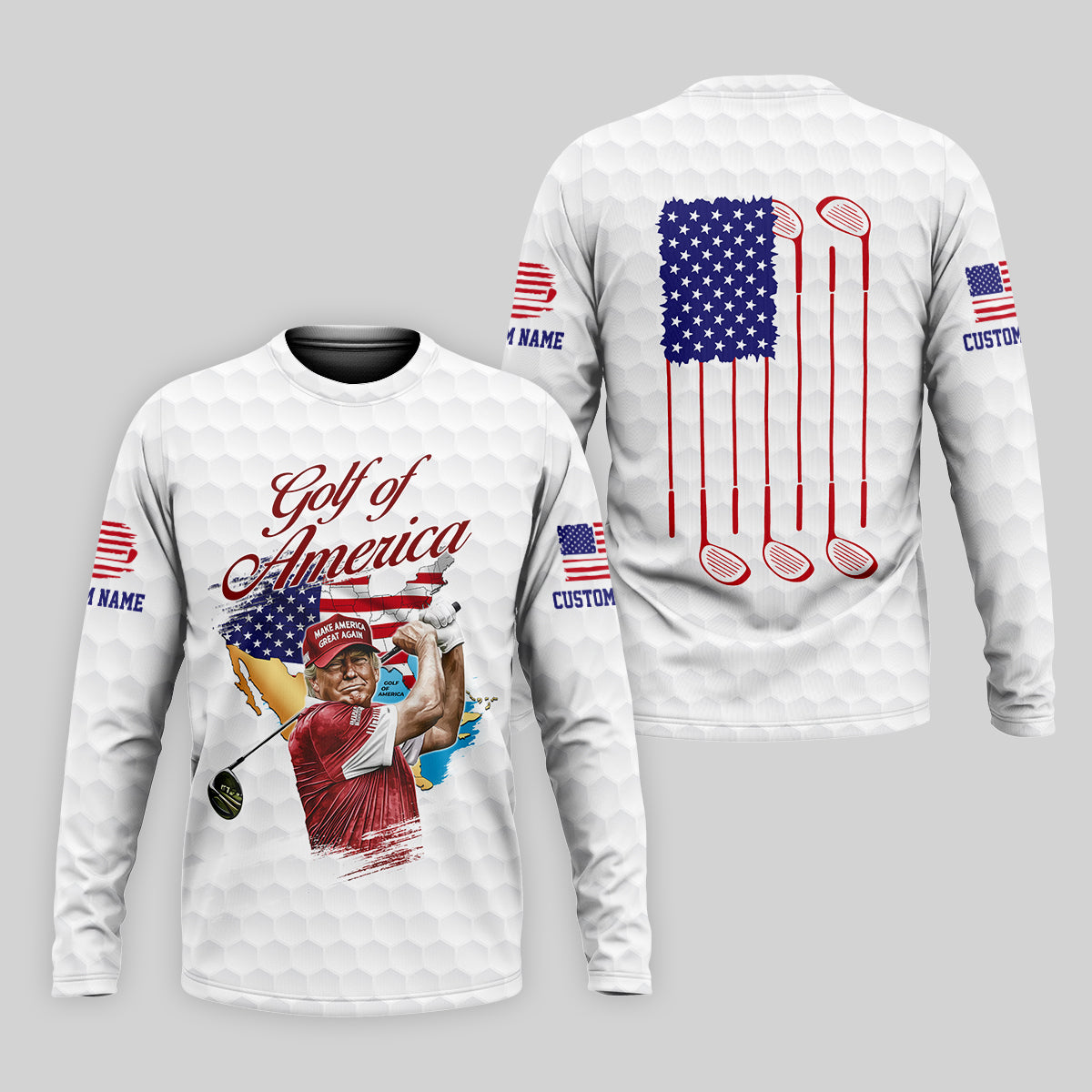 Golf Of America Custom Men's Golf Polo Shirt, Funny Golf Shirt, Christmas Golf Gift