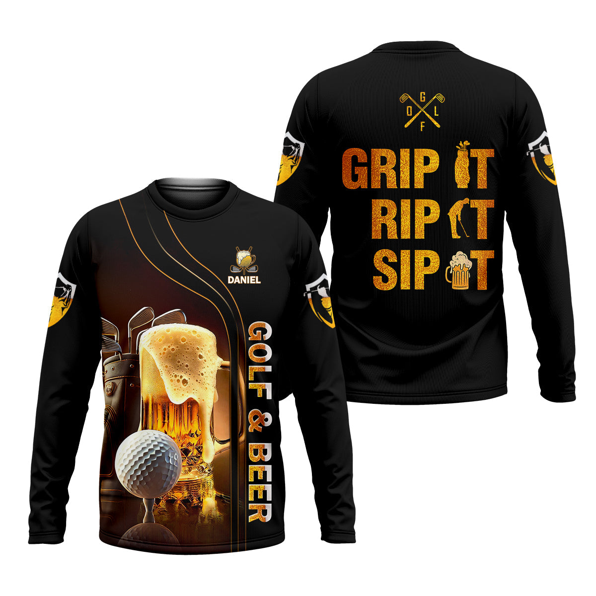 Grip It Rip It Sip It Golf Beer Shirt, Fun Golf Shirts For Men, Funny Golf Polo Shirt, Dad Golf Gifts