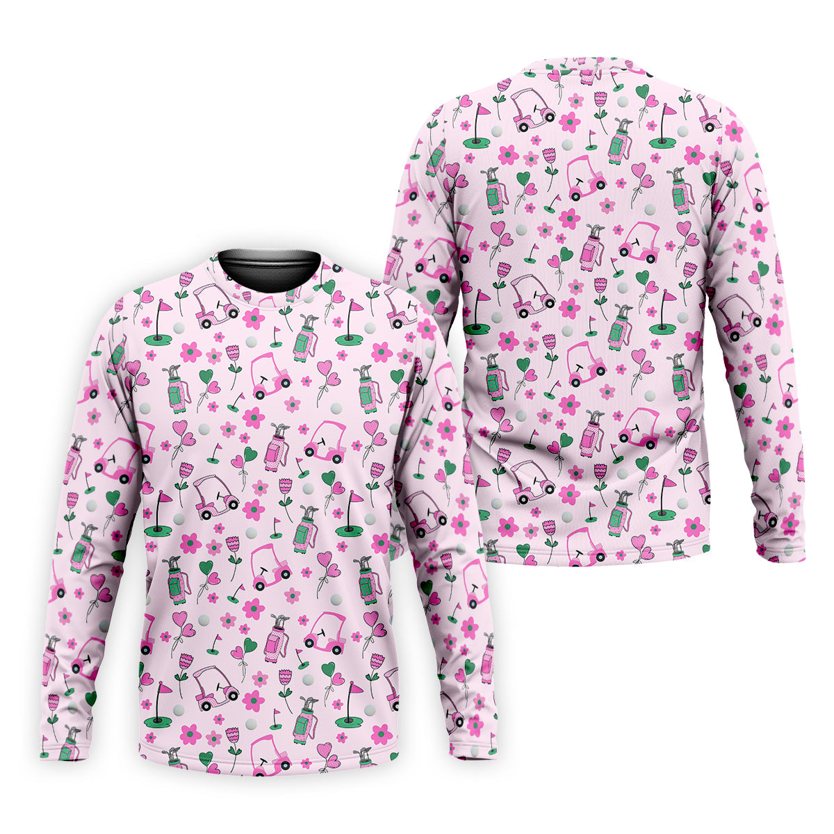 Seamless Pink Green Funny Womens Golf Polo Shirt, Ladies Golf Shirt, Mothers Day Gifts