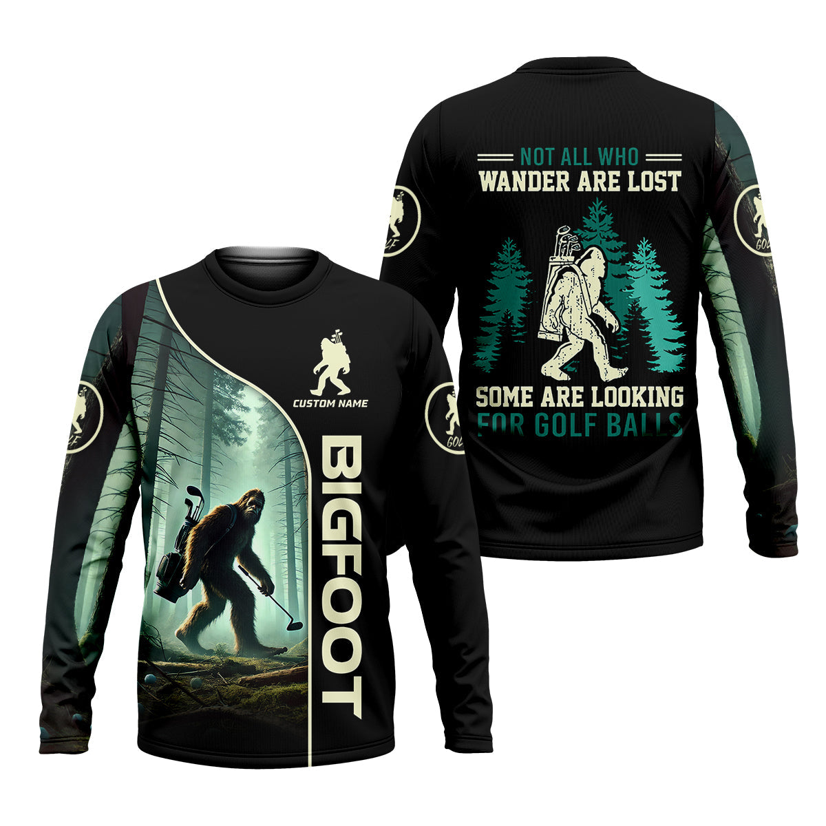 Not All Who Wander Are Lost Custom Men's Golf Polo Shirt, Funny Bigfoot Golf Shirt, Dad Golf Gift