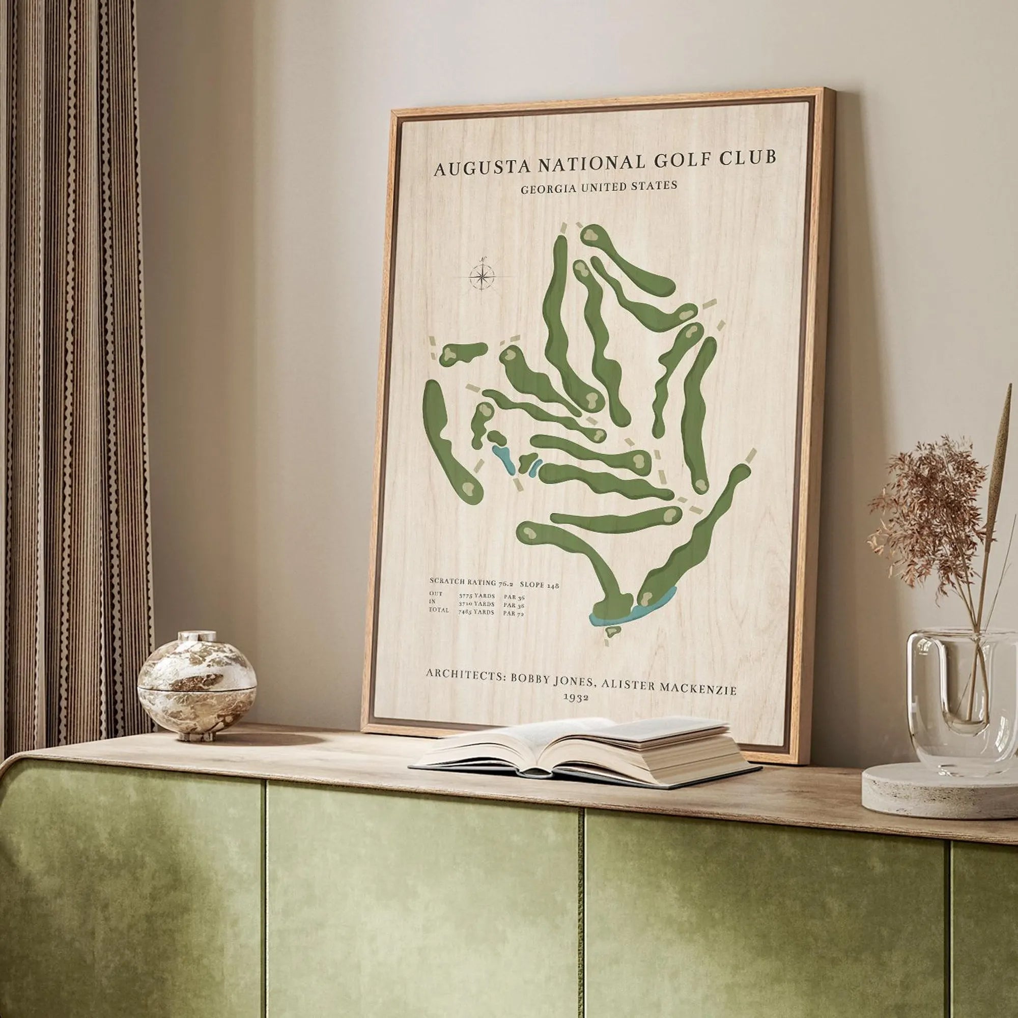 Custom Golf Course Map Canvas, Golf Decor, Gift For Golfer