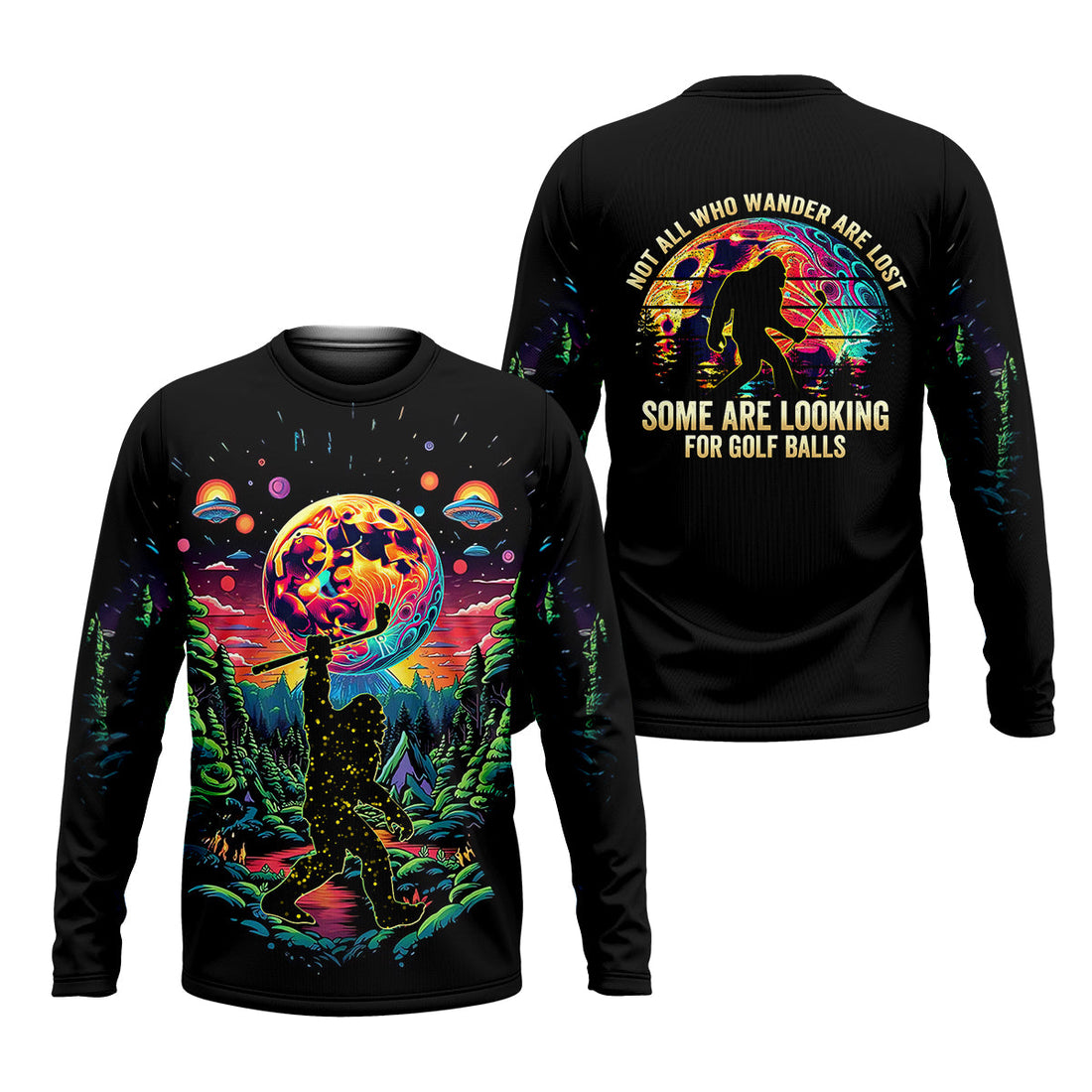 Not All Who Wander Are Lost Men's Golf Polo Shirt, Funny Bigfoot Golf Shirt, Dad Golf Gift