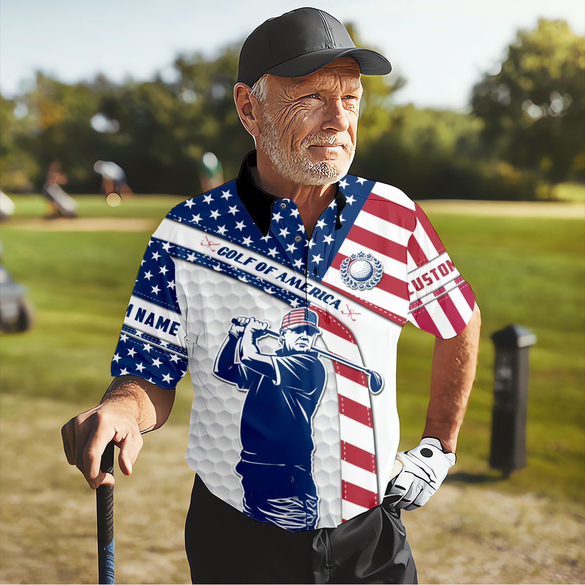 Funny Trump Golf Of America Custom Polos For Men, Mens Golf Gift, Golfing Apparel, Mens Polo Shirts