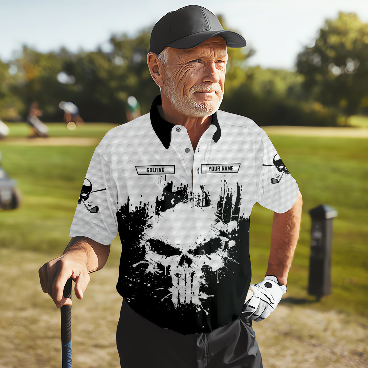 Golf Saved Me From Being A Porn Star Now I'm Just A Swinger Custom White Skull Golf Polo Shirt, Dad Golf Gift