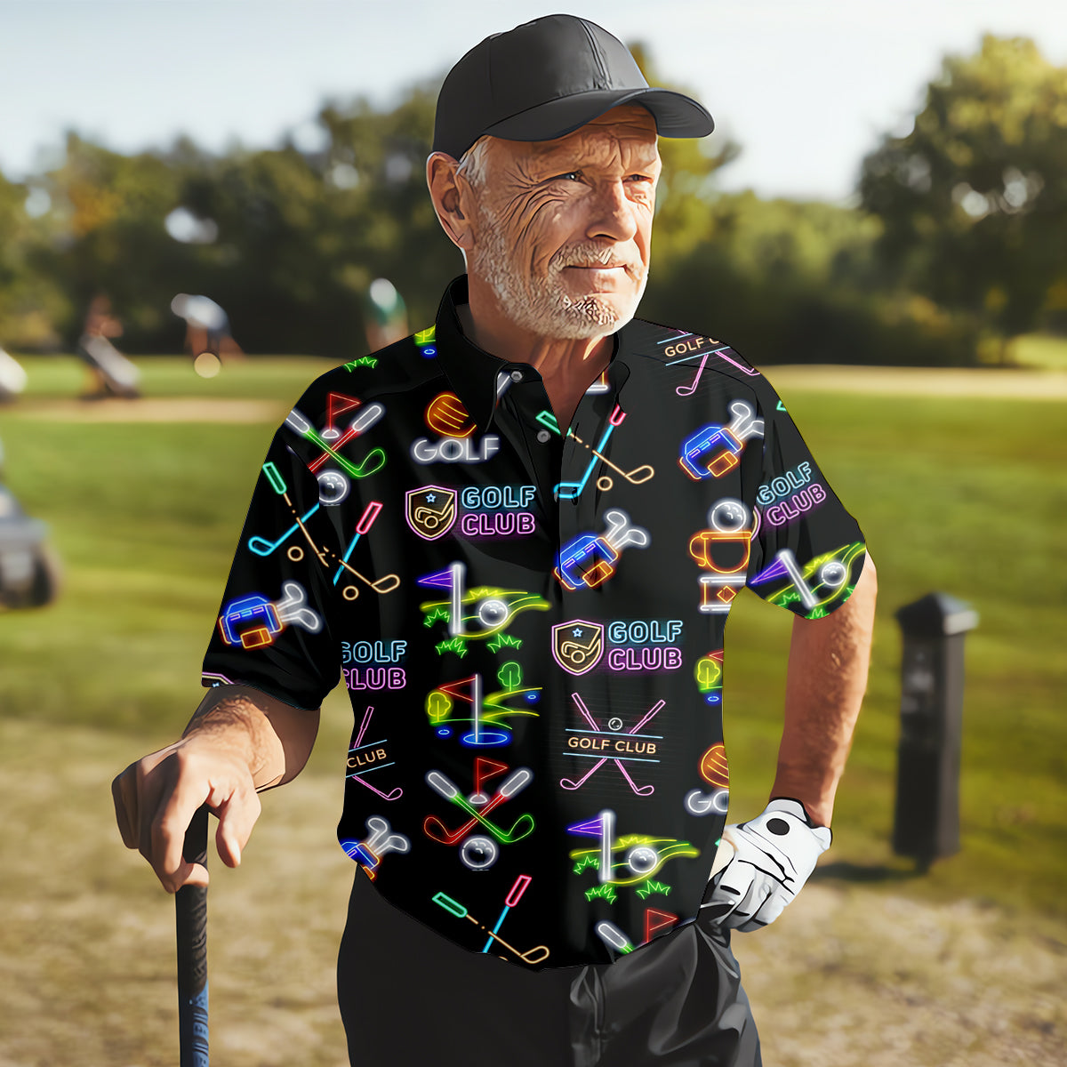 Neon Golf Clubs Men's Golf Polo Shirt, Funny Golf Shirt, Dad Golf Gift, Christmas Golf Gift