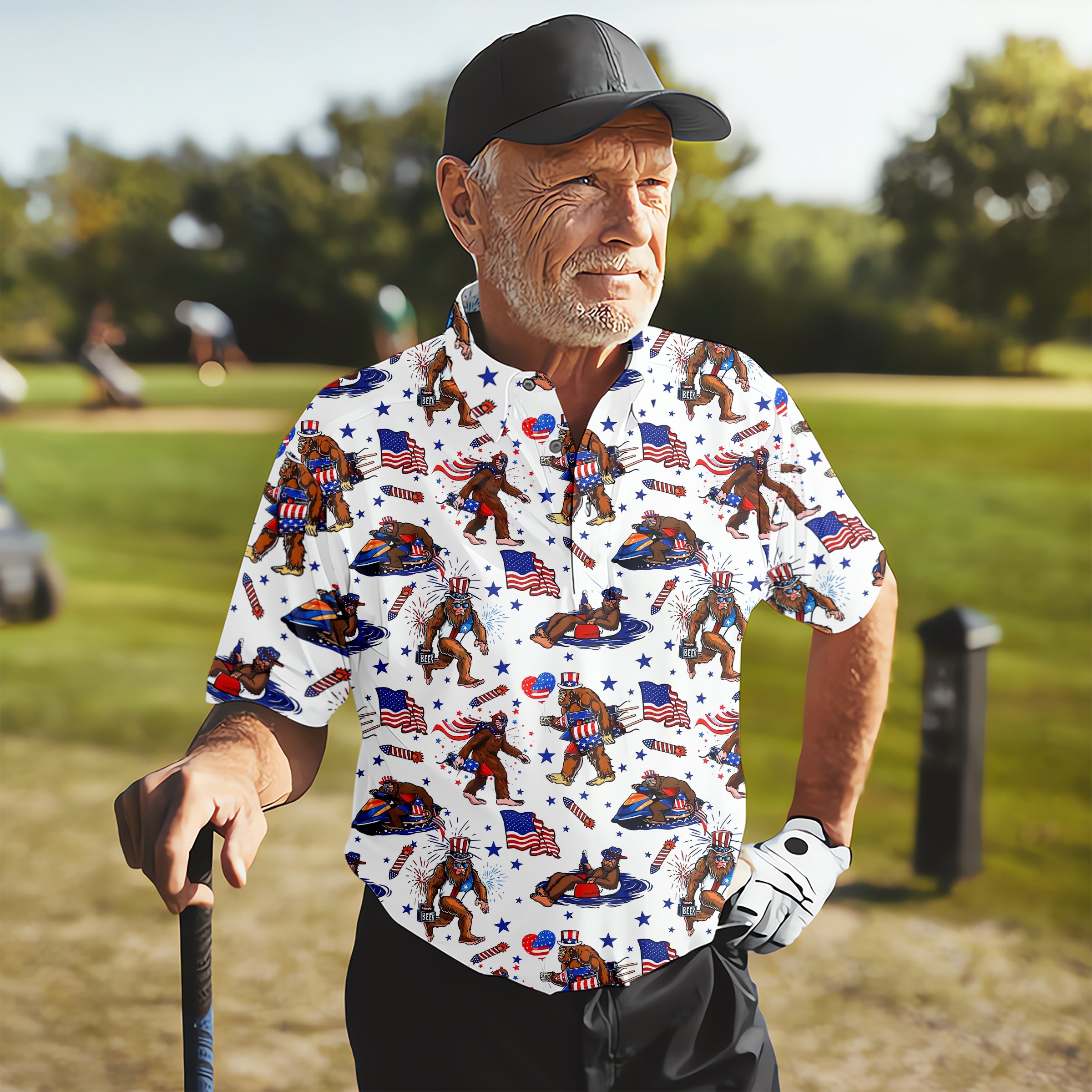 Bigfoot Sasquatch Funny Golf Polo Shirt, Christmas Golf Gift, Dad Golf Gift