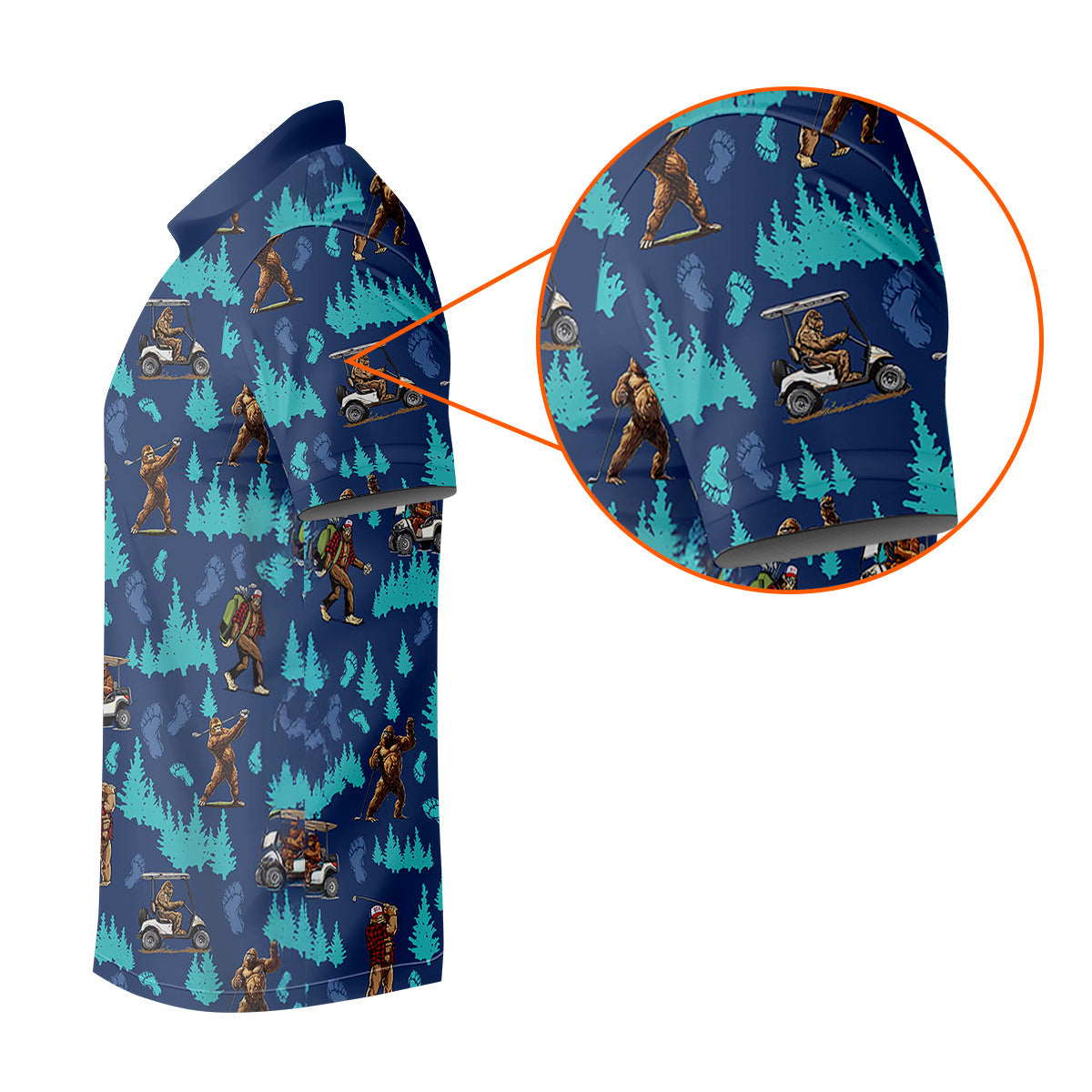 Bigfoot Sasquatch Custom Men's Golf Polo Shirt, Bigfoot Golf Shirt, Funny Golf Gifts