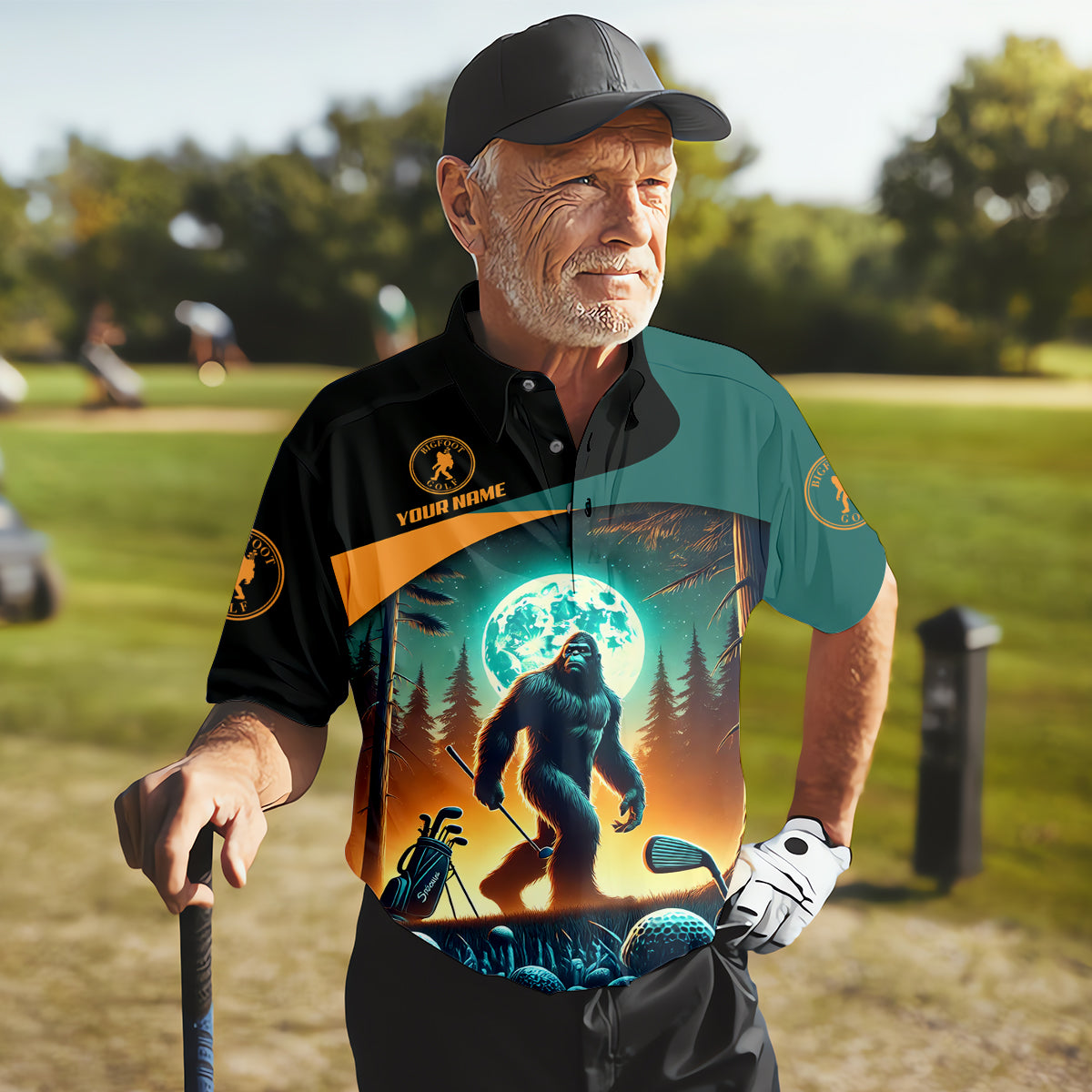 Not All Who Wander Are Lost Bigfoot Custom Men's Golf Polo Shirt, Hilarious Golf Shirt, Funny Golf Gift