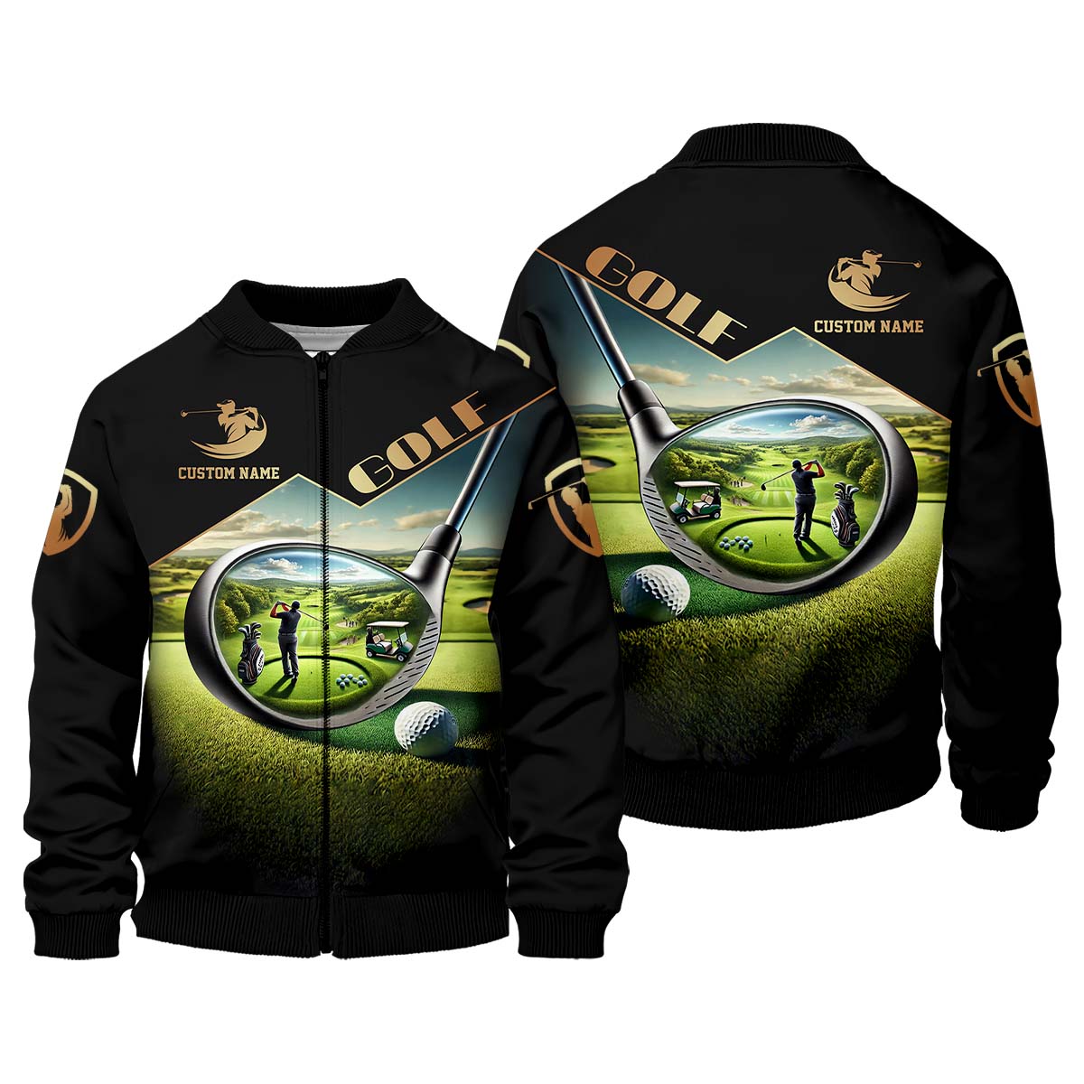 3D Golf Club, Custom Name Men's Golf Polo Shirt, Funny Golf Shirt, Golf Lover Gift