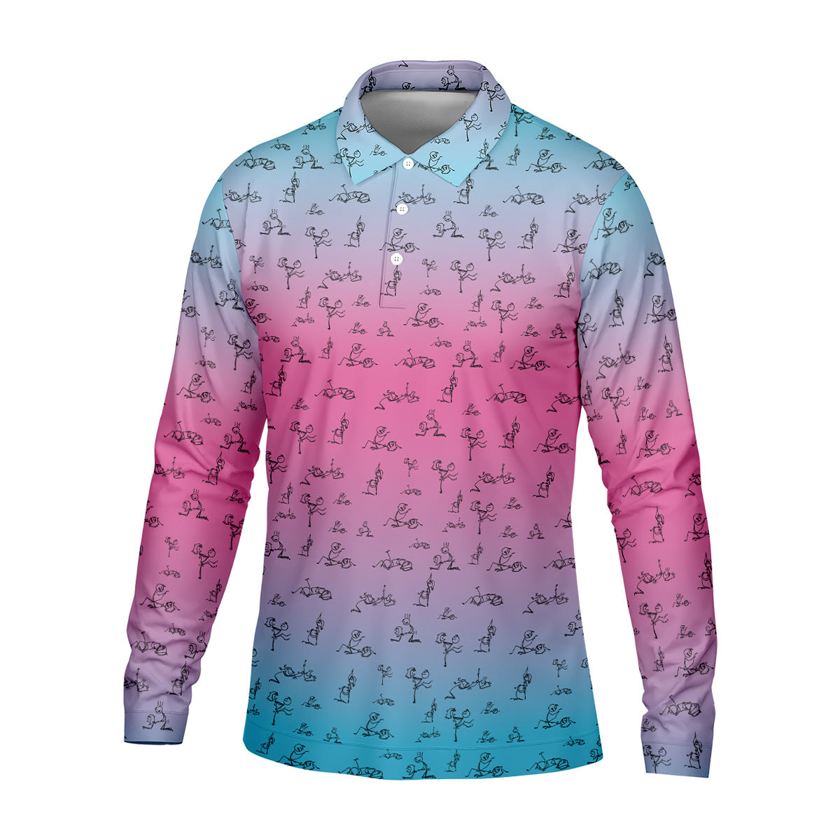 Stick Figure Couple Pink Blue Fun Men's Golf Polos, Unique Gift For Golfer, Polo For Men