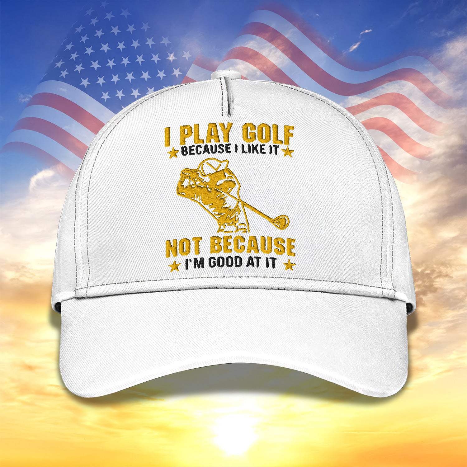 I Play Golf Because I Like It Embroidered Baseball Cap, Funny Golf Hat, Dad Golf Gift