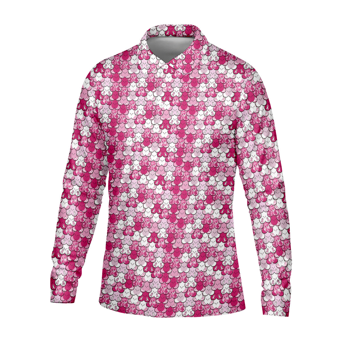 Funny Pink Ribbon Men's Polo Shirt, Breast Cancer Awareness Shirt, Pink Golf Shirt, Men Golf Gift