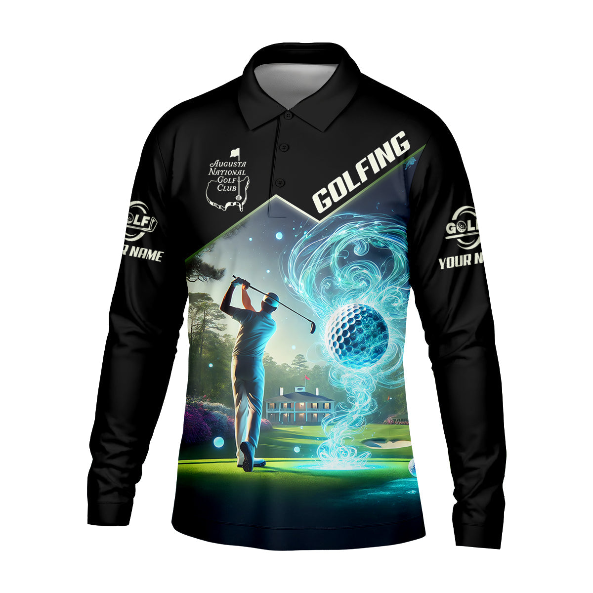 Augusta Golf Club Custom Men's Golf Polo Shirt, Golfing Apparel, Golf Gifts For Men