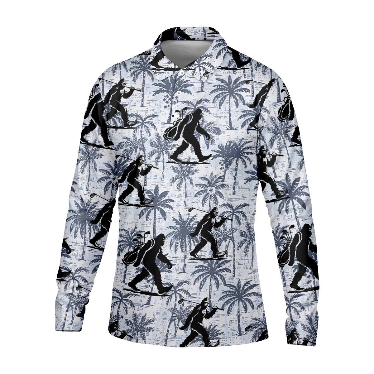 Funny Bigfoot Golf Hawaiian Shirt, Tropical Golf Shirts, Mens Golf Polo Shirts, Cool Golf Gifts