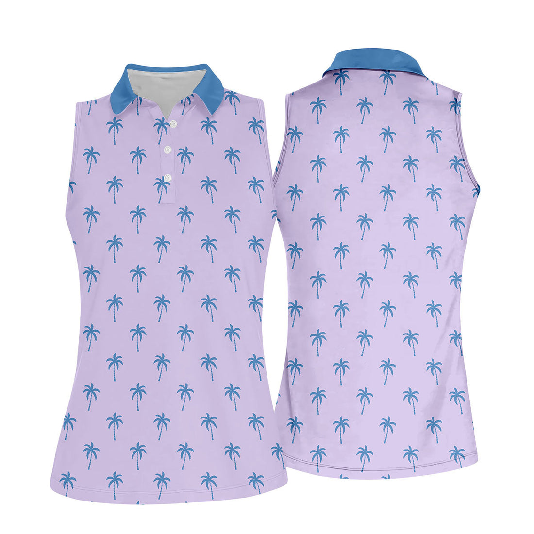 Palm Tree Pattern Hawaiian Polo Golf Shirts, Tropical Golf Shirts For Women, Matching Golf Shirts