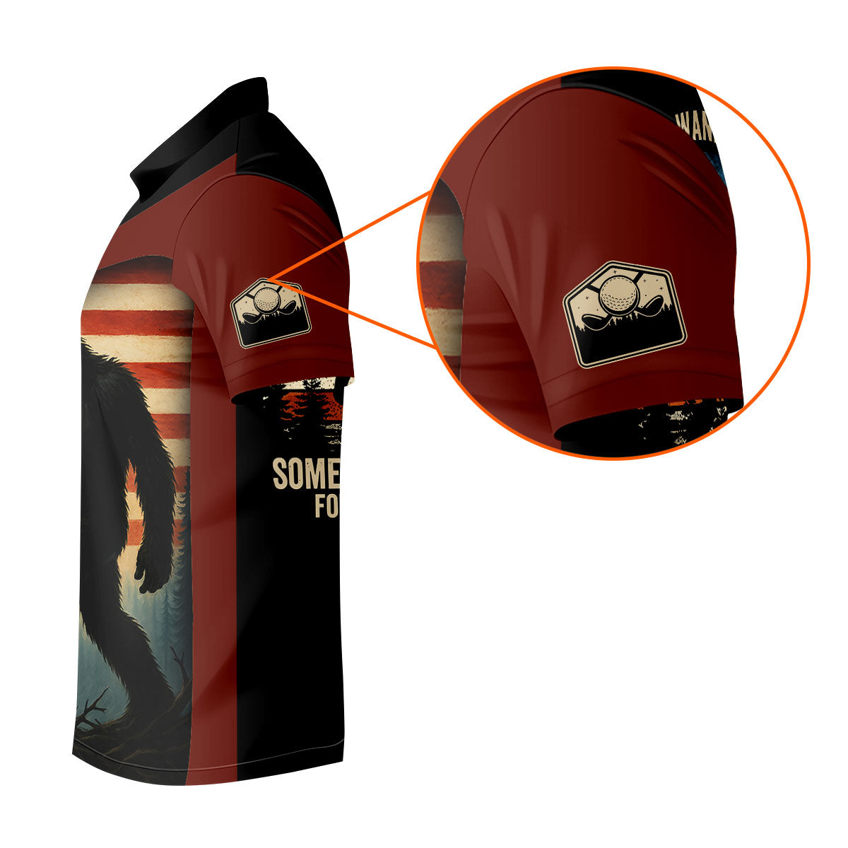 Bigfoot Golf Shirt, Patriotic Golf Polo Shirts, Men's Long Seeve Golf Shirts, Golf Gifts For Men