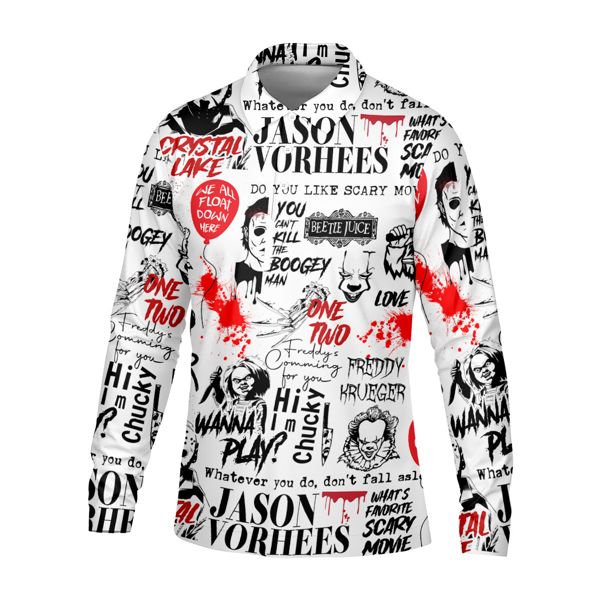 Never Stop Dreaming Halloween Golf Shirt, Mens Funny Golf Shirts, Horror Movie Shirt