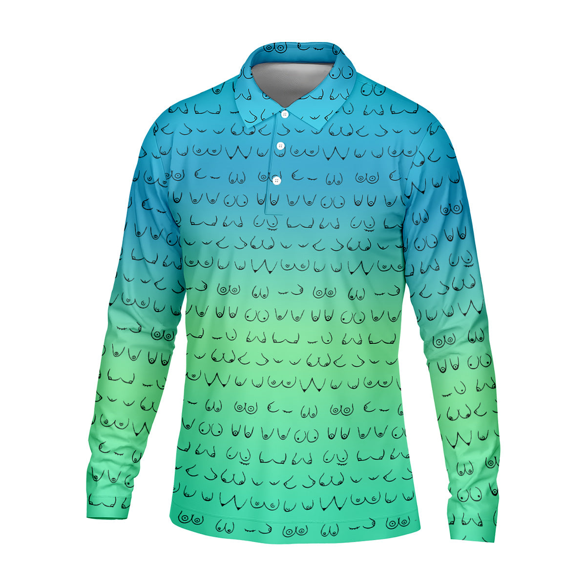 Blue Ombre Boobs Golf Shirt, Fun Golf Shirts For Men, Mens Golf Polo Shirts, Cool Golf Gifts